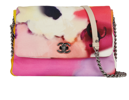 Flower Power Single Flap, &pound;1,500, Handbags, Orange/Pink/Purple, Canvas, Front view